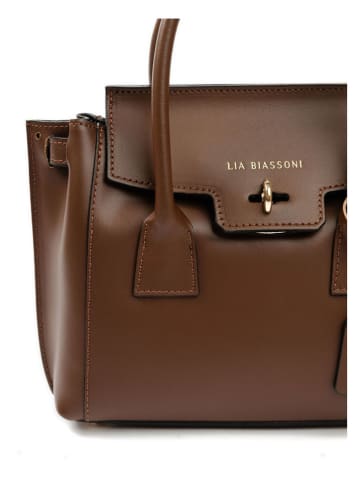 Lia Biassoni Leder-Henkeltasche in Braun - (B)30 x (H)23 x (T)11 cm