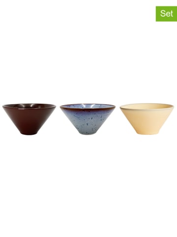 OYOY living design Miski (3 szt.) w kolorze niebiesko-beżowo-brązowym - wys. 5,5 x Ø 11 cm