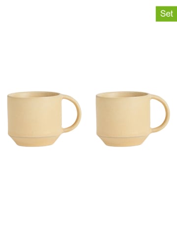 OYOY 2er-Set: Espressotassen "Yuka" in Beige - (B)8 x (H)5,5 x (T)6 cm