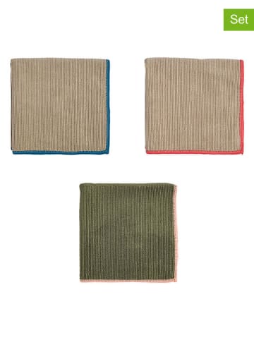 OYOY living design Ściereczki (3 szt.) w kolorze oliwkowo-beżowym - 30 x 30 cm