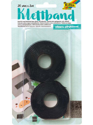 folia PAPER Selbstklebendes Klettband in Schwarz - (L)200 x (B)2 cm