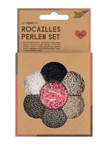 folia PAPER Zestaw koralików w kolorze czarno-srebrno-szarym - 90 g