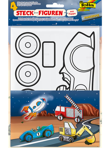 folia PAPER Kreativset "Steckfiguren - Fahrzeuge" - 4 Stück