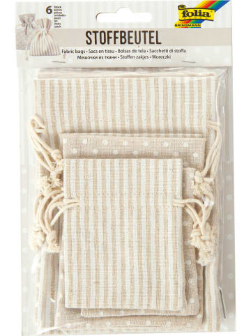 folia PAPER Stoffen zakken naturel - 6 stuks
