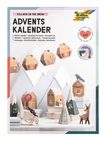 folia PAPER Adventskalender-Bastelset "Village in the snow" in Hellbraun