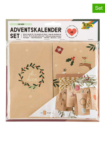 folia PAPER 49-delige adventskalenderset "Oh Deer" beige