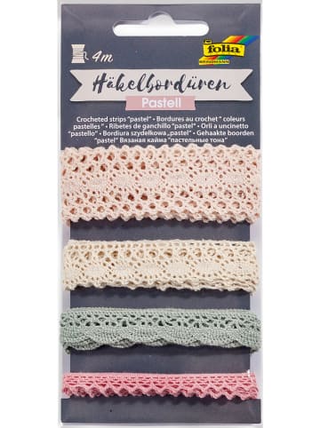 folia PAPER Häkelbordüren "Pastell" in Türkis/ Rosa - 4x 1 m