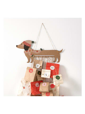 folia PAPER Bastelset "Adventskalender - Dackel" in Natur/ Rot