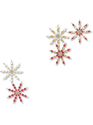 folia PAPER Perlensterne-Bastelset in Rot/ Gold/ Weiß - 5 Stück