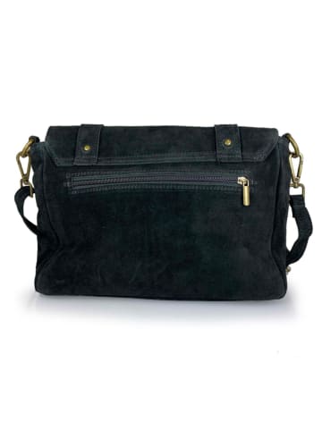 ORE10 Leder-Umhängetasche "Sim" in Schwarz - (B)30 x (H)21 x (T)8 cm