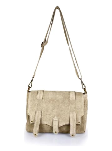 ORE10 Leder-Umhängetasche "Sim" in Beige - (B)30 x (H)21 x (T)8 cm