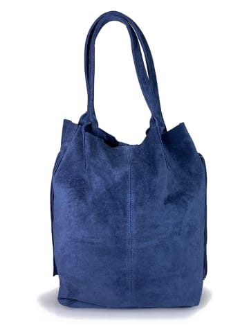 ORE10 Skórzana torebka "Rabar" w kolorze granatowym - 36 x 45 x 19 cm