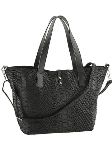 ORE10 Leren schoudertas "Acacia" zwart - (B)30 x (H)26 x (D)16 cm