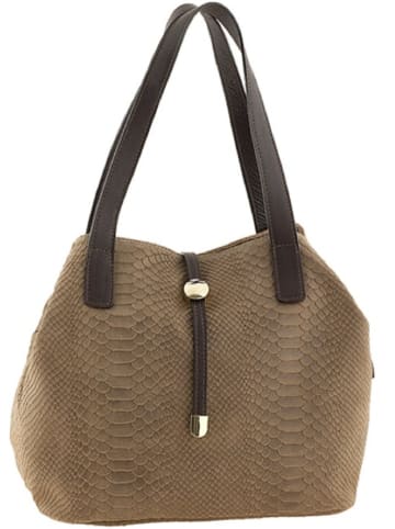 ORE10 Leren schoudertas "Acacia" taupe - (B)30 x (H)26 x (D)16 cm