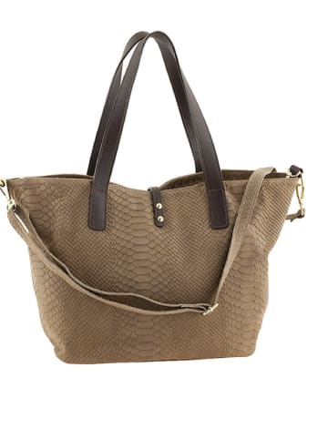 ORE10 Leder-Schultertasche "Acacia" in Taupe - (B)30 x (H)26 x (T)16 cm