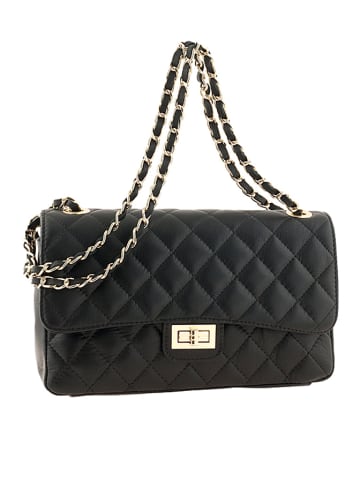 ORE10 Leren schoudertas "Edalea" zwart - (B)27 x (H)18 x (D)12 cm