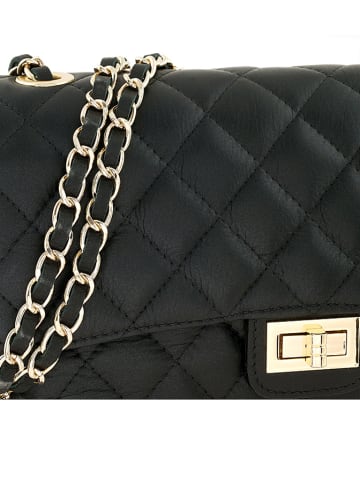 ORE10 Leren schoudertas "Edalea" zwart - (B)27 x (H)18 x (D)12 cm