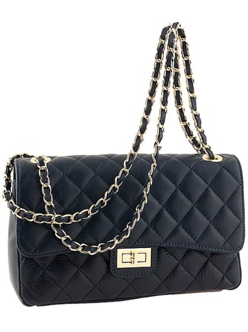 ORE10 Skórzana torebka "Edalea" w kolorze granatowym - 27 x 18 x 12 cm