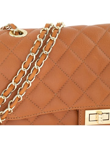 ORE10 Leder-Schultertasche "Edalea" in Hellbraun - (B)27 x (H)18 x (T)12 cm