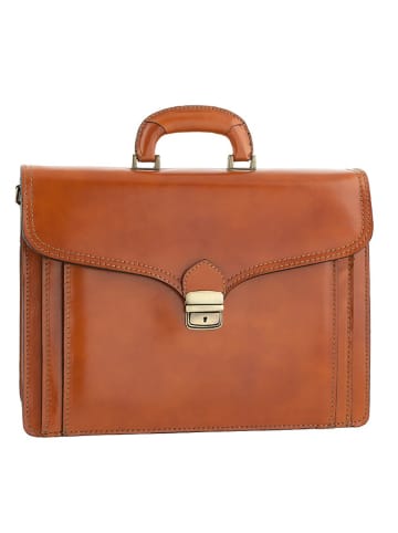 ORE10 Leder-Businesstasche "Napoli" in Hellbraun - (B)41 x (H)31 x (T)18 cm