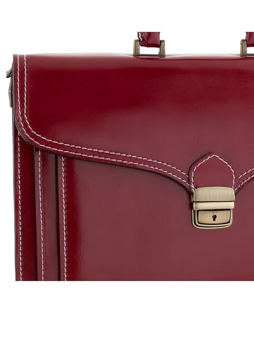 ORE10 Skórzana aktówka "Napoli" w kolorze bordowym - 41 x 31 x 18 cm