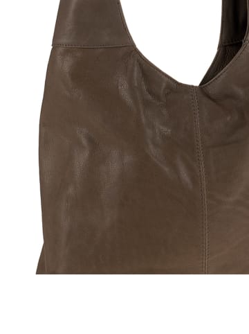 ORE10 Skórzana torebka "Vercelli" w kolorze szarobrązowym - 40 x 30 x 14 cm