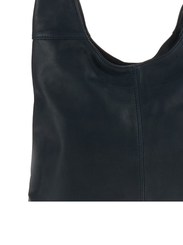 ORE10 Leder-Schultertasche "Vercelli" in Dunkelblau - (B)40 x (H)30 x (T)14 cm