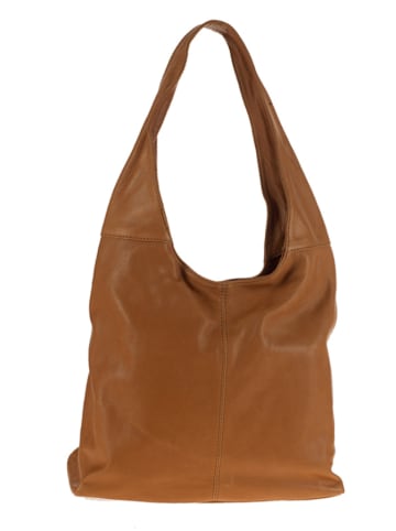 ORE10 Leder-Schultertasche "Vercelli" in Hellbraun - (B)40 x (H)30 x (T)14 cm