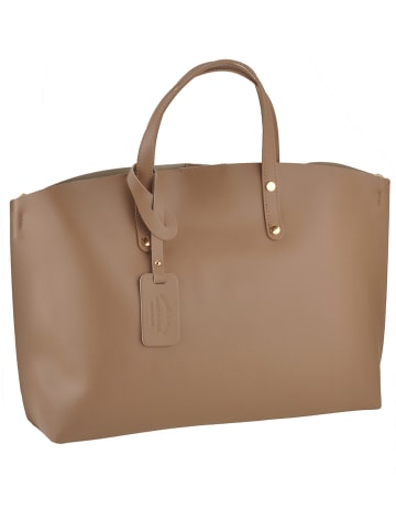ORE10 Leder-Henkeltasche "Avocetta" in Taupe - (B)48 x (H)30 x (T)12 cm