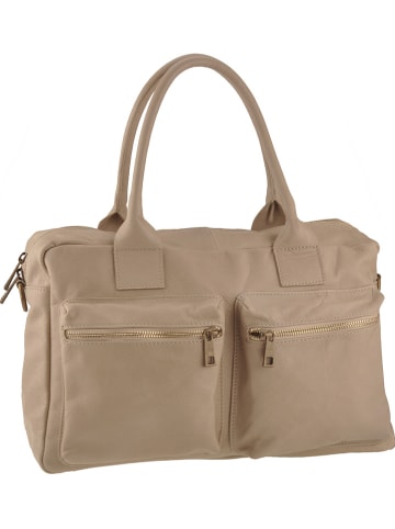 ORE10 Leren handtas "Starna" beige - (B)34 x (H)26 x (D)14 cm