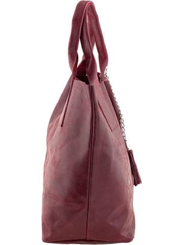 ORE10 Leder-Shopper "Laura" in Bordeaux - (B)38 x (H)41 x (T)20 cm