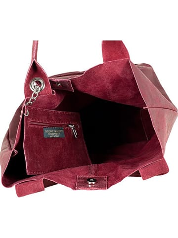 ORE10 Leren shopper "Laura" bordeaux - (B)38 x (H)41 x (D)20 cm