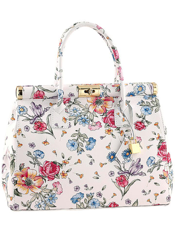 ORE10 Leder-Henkeltasche "Cesena" in Weiß/ Bunt - (B)35 x (H)28 x (T)16 cm
