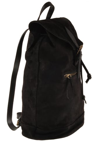 ORE10 Leder-Rucksack "Chiny" in Schwarz - (B)38 x (H)40 x (T)17 cm