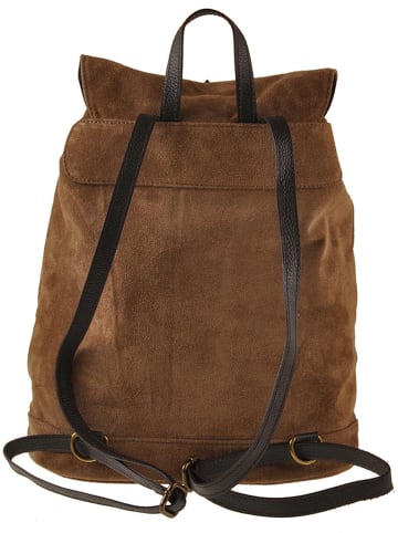 ORE10 Leder-Rucksack "Chiny" in Braun - (B)38 x (H)40 x (T)17 cm