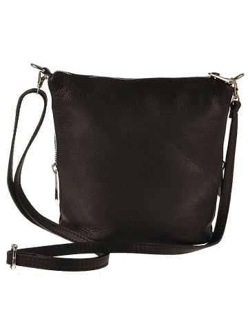 ORE10 Leder-Umhängetasche "Ambly" in Schwarz - (B)20 x (H)19 x (T)10 cm