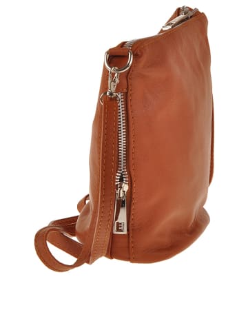 ORE10 Leder-Umhängetasche "Ambly" in Cognac - (B)20 x (H)19 x (T)10 cm