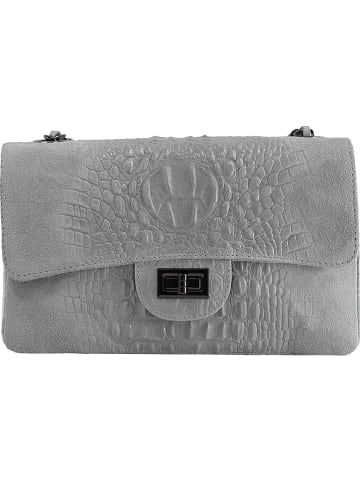 ORE10 Leren schoudertas grijs - (B)28 x (H)16 x (D)8 cm