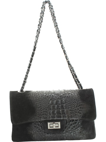 ORE10 Leder-Umhängetasche in Schwarz - (B)28 x (H)16 x (T)8 cm