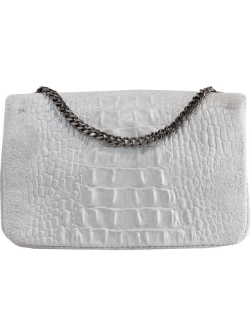 ORE10 Skórzana torebka w kolorze jasnoszarym - 20 x 11 x 6,5 cm