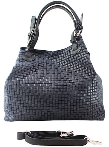 ORE10 Leren handtas donkerblauw - (B)34 x (H)29 x (D)18 cm