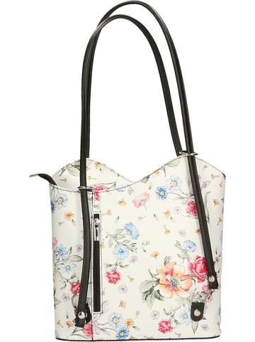 ORE10 Leder-Schultertasche in Weiß/ Schwarz - (B)27 x (H)30 x (T)9 cm