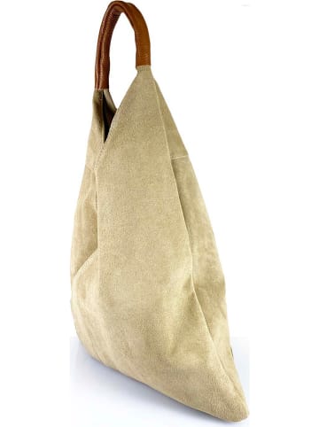 ORE10 Skórzany shopper bag "Lord" w kolorze beżowym - 34 x 39 x 8 cm