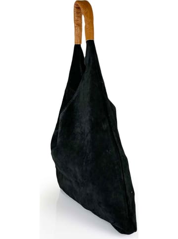 ORE10 Leder-Schultertasche "Lord" in Schwarz - (B)34 x (H)39 x (T)8 cm