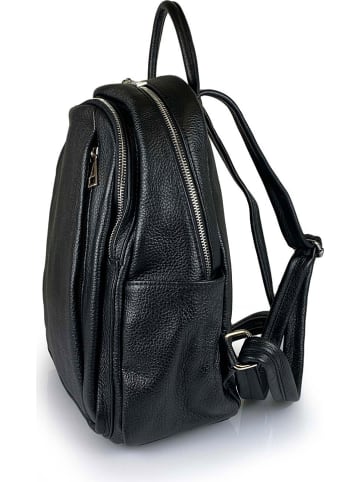 ORE10 Skórzany plecak "Panda" w kolorze czarnym - 25 x 30 x 17 cm