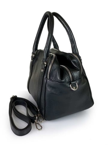 ORE10 Leder-Henkeltasche "Verso" in Schwarz - (B)23 x (H)20 x (T)17 cm