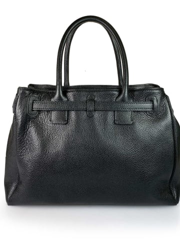 ORE10 Leder-Henkeltasche "Trast" in Schwarz - (B)38 x (H)28 x (T)15 cm