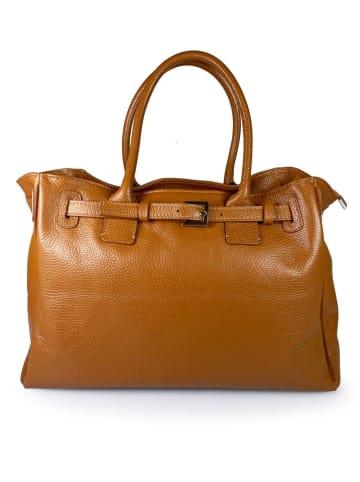 ORE10 Leder-Henkeltasche "Trast" in Hellbraun - (B)38 x (H)28 x (T)15 cm