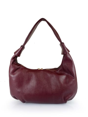 ORE10 Leder-Schultertasche "Brasi" in Bordeaux - (B)38 x (H)21 x (T)4 cm