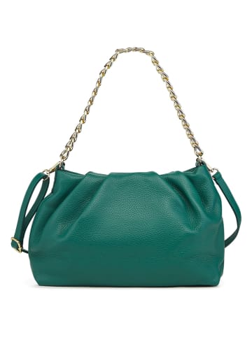 ORE10 Skórzana torebka "Moc" w kolorze zielonym - 32 x 24 x 11 cm